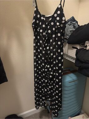 Polka Dot Front Tie Top - Black & White